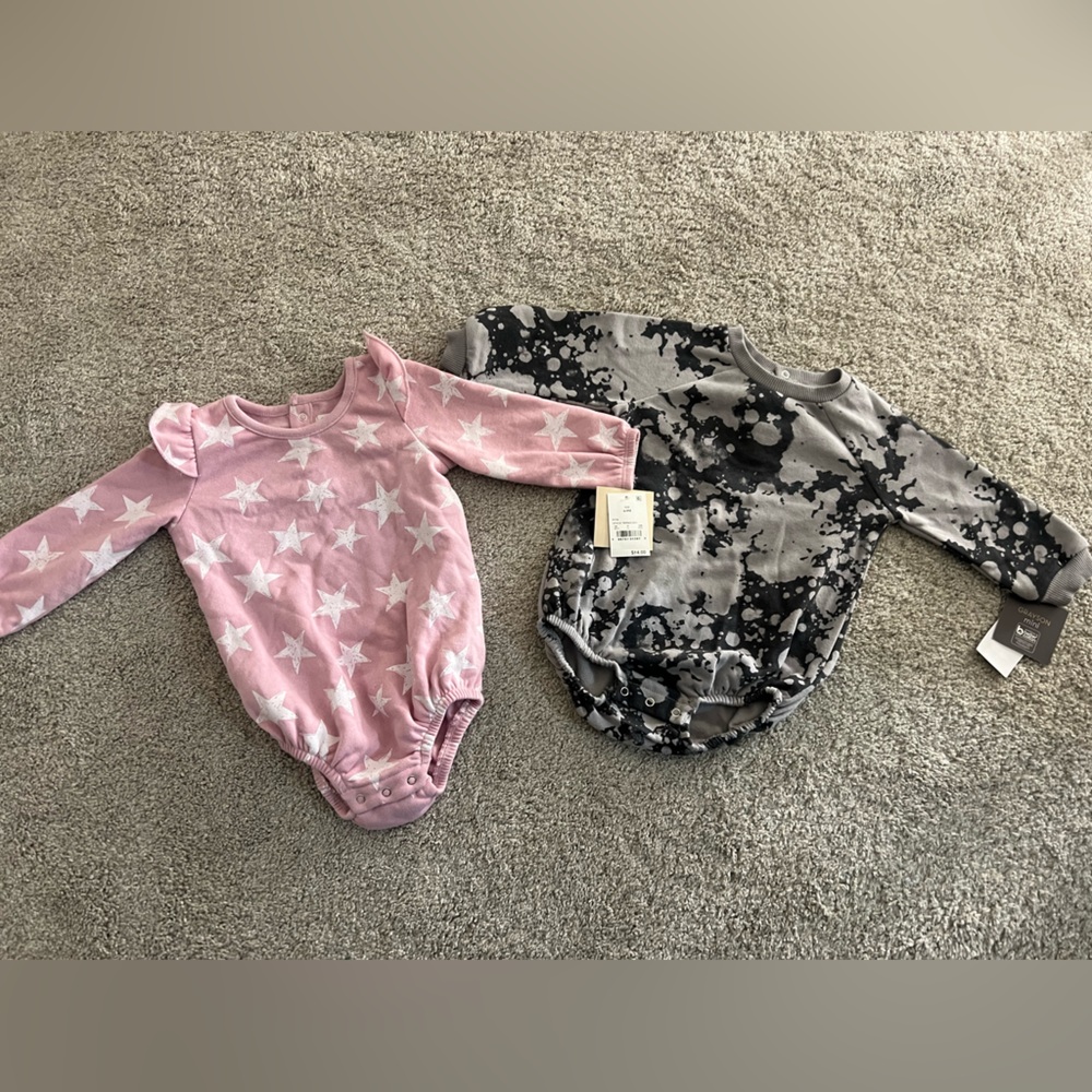 Pink and Gray Star Print Kids One Piece Set
